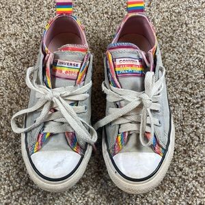 Converse All Star Girls Double Tounge Grey and Rainbow Size 1